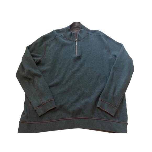 Tommy Bahama Reversible 1/4 Zip Pullover Sweater Burgundy/Charcoal Gray Men 2XL - Picture 6 of 9